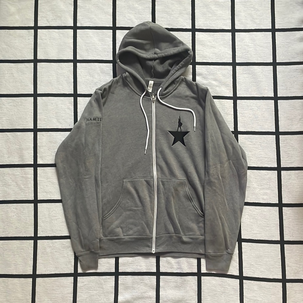 Gray Hamilton zip up hoodie sweatshirt size Large unisex